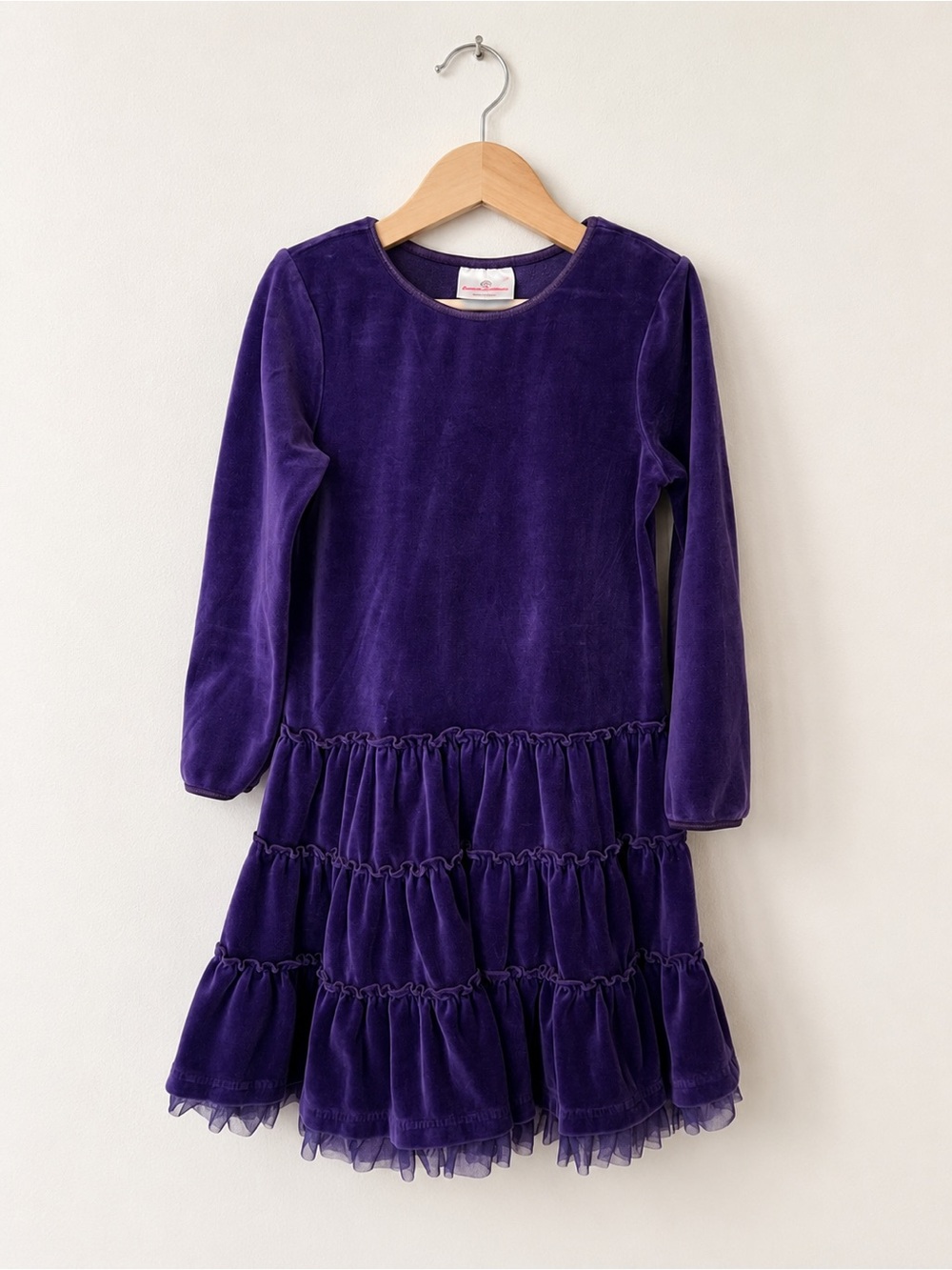 Hanna Andersson Purple Velour Tiered Dress Size 120